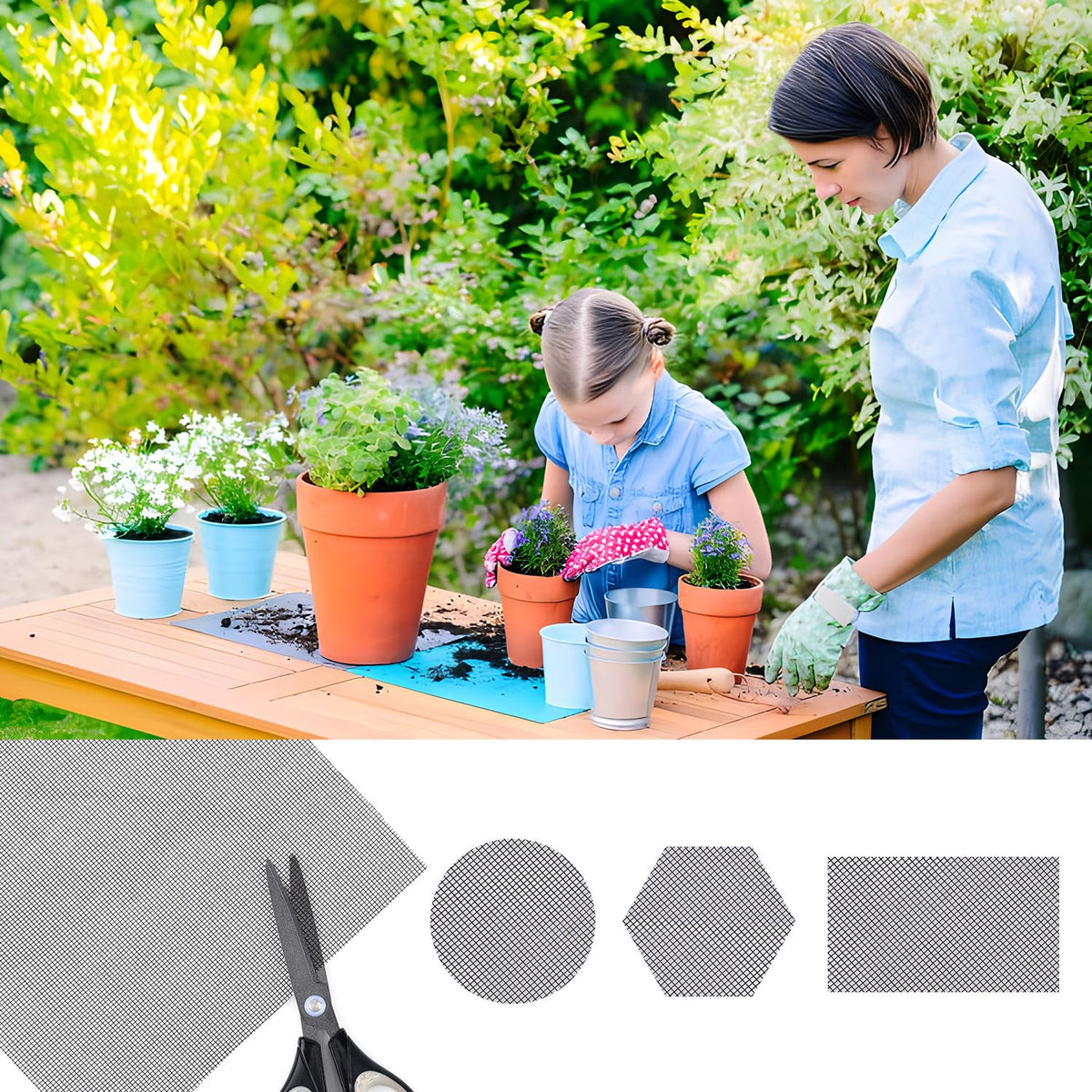 Lasuroa cut-to-fit mesh pad for easy pot customization.
