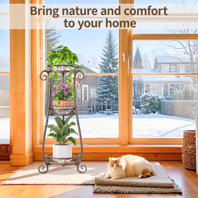 LASZOLA plant stand corner view highlights sturdy frame for large planters