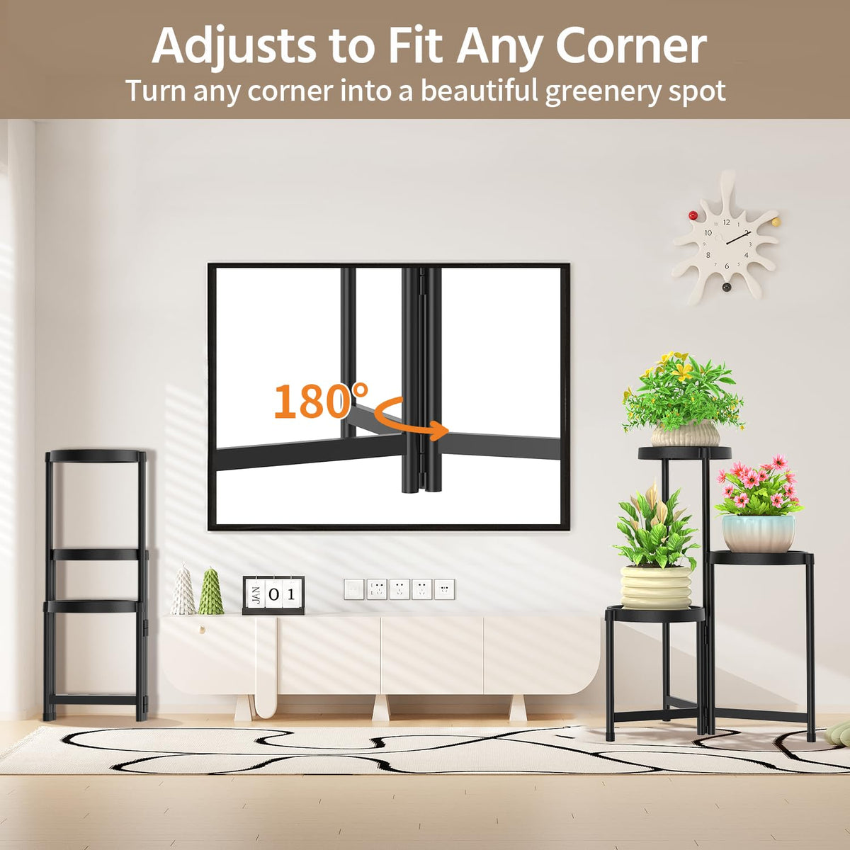 LASZOLA indoor-outdoor stand fits balconies, patios, and living rooms.