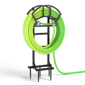 LASZOLA garden hose holder with five spikes keeps hoses secure and upright.