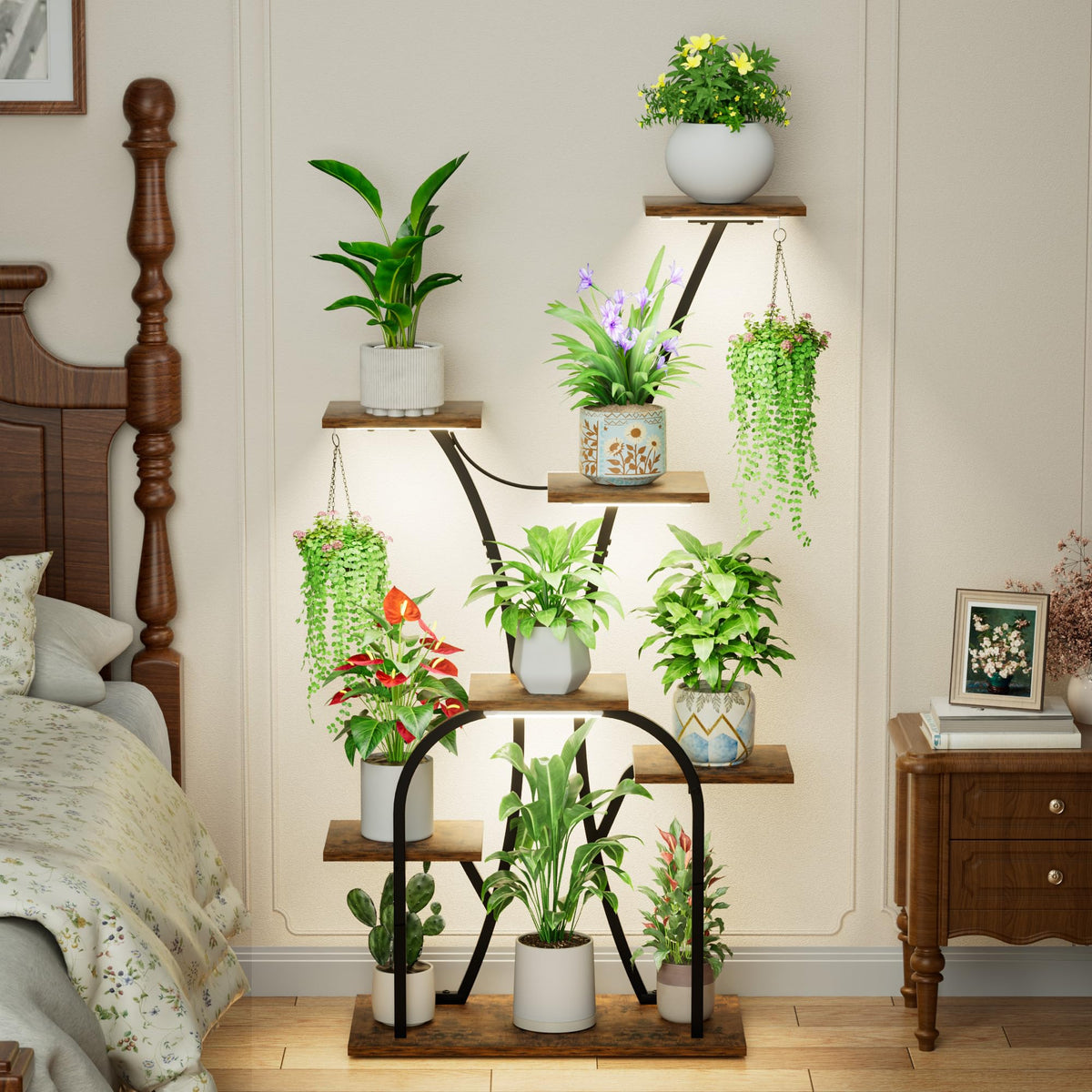 LATIBELL seven-tier corner shelf maximizes vertical space in living rooms