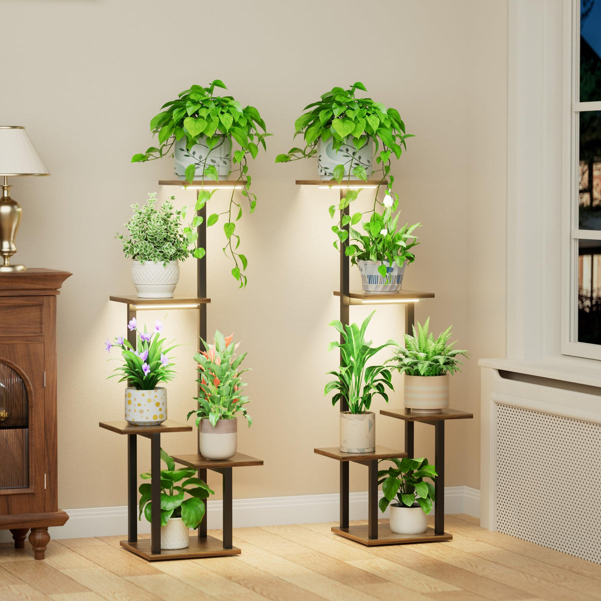 LATIBELL plant stand with grow-light setup for thriving indoor greens