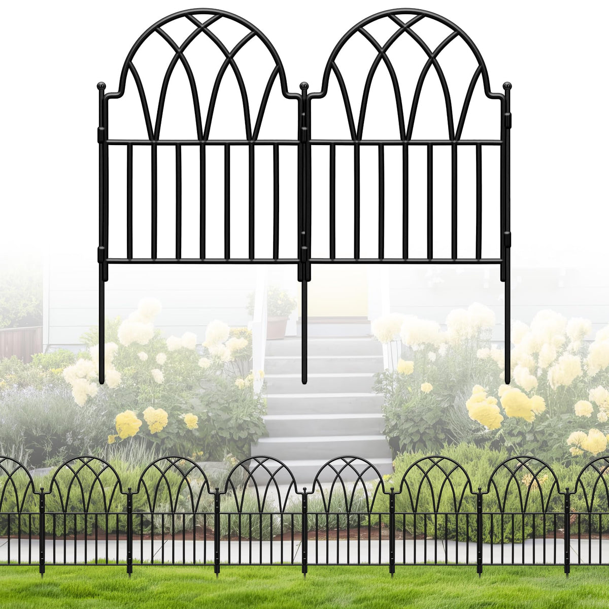 LATIHUUM arched floral fence panels add elegant garden boundary and curb appeal.