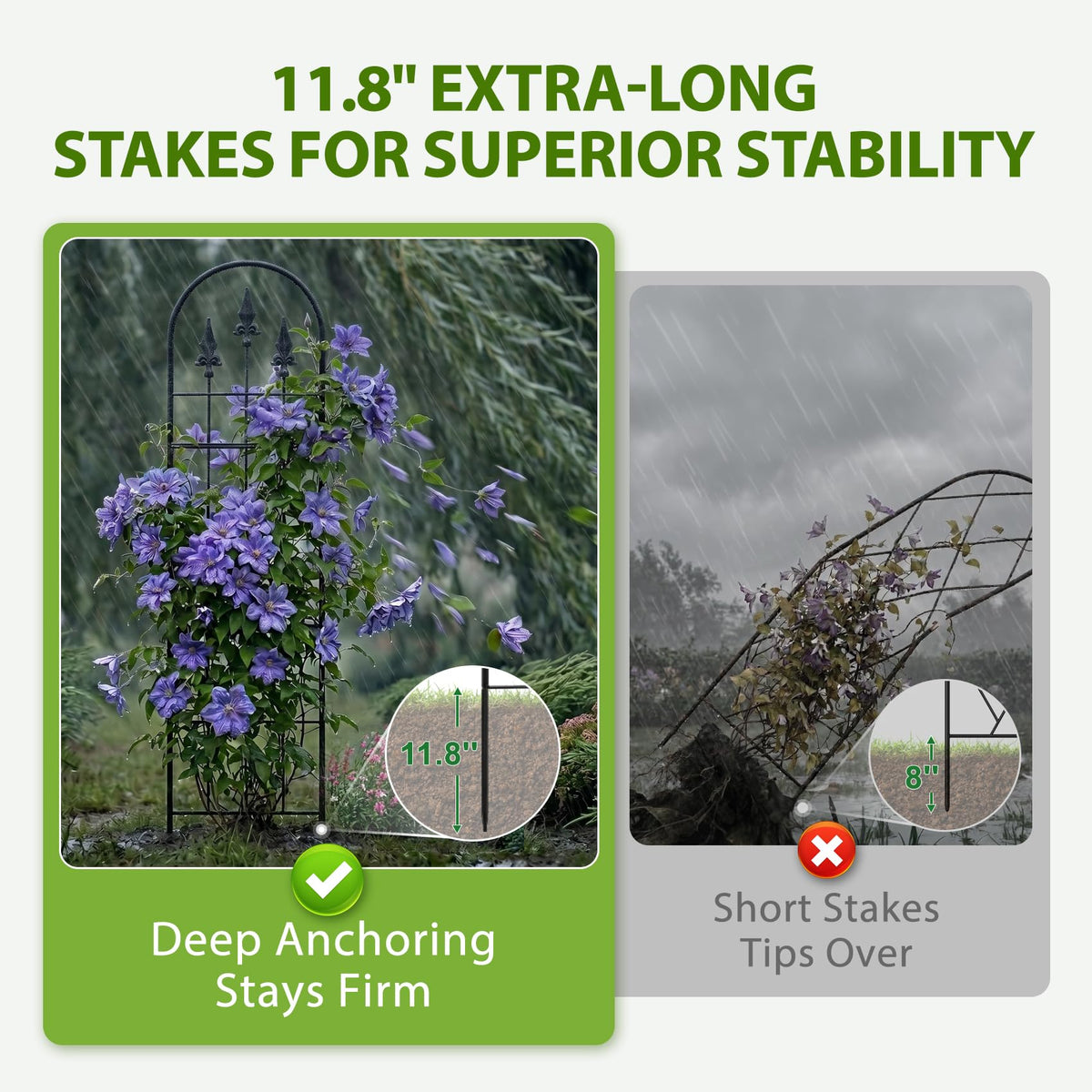 LATIHUUM adjustable-height trellis adapts from 27 to 88.5 inches for versatile growth.