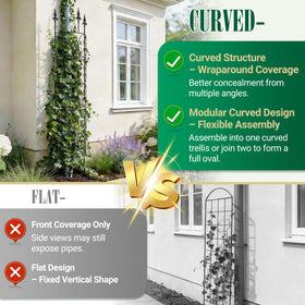 LATIHUUM arch-trellis curved design conceals pipes while providing elegant plant display