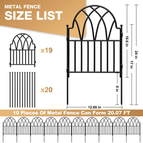 LATIHUUM arched garden fence panel extends 20.07 feet, ideal for border edging.