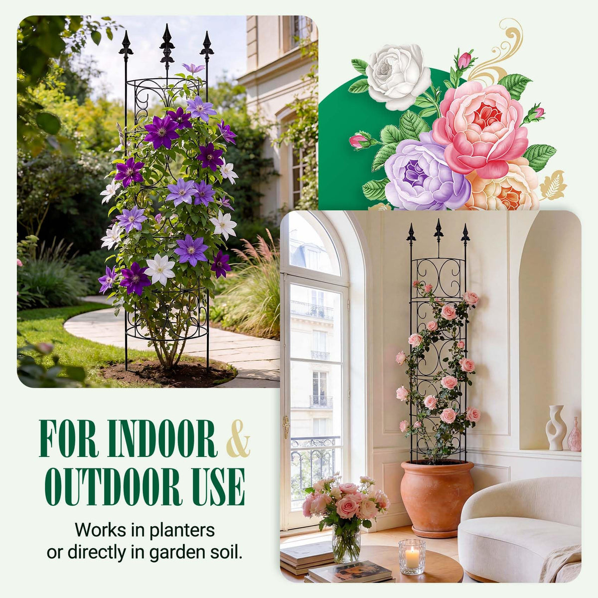 LATIHUUM two-pack garden trellis forms a complete oval structure easily