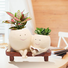 LAUGOKOBE Smily Face Planter Pot ideal gift for plant lovers.