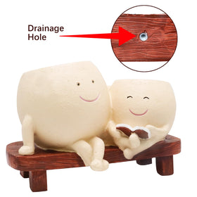 LAUGOKOBE Smily Face Planter Pot indoor outdoor use for flexible placement.
