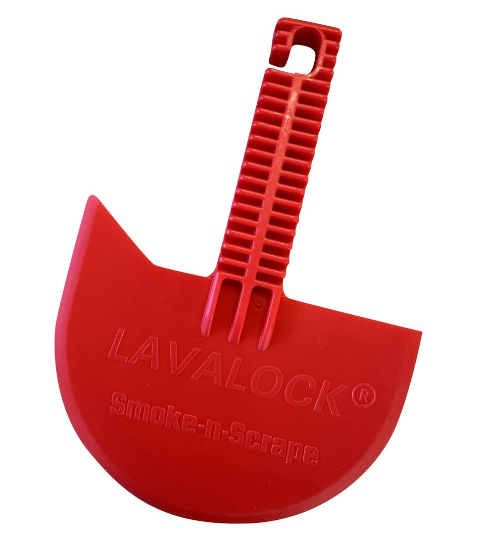 LavaLock Smok-n-Scrape grill scraper removes residue safely from grates.