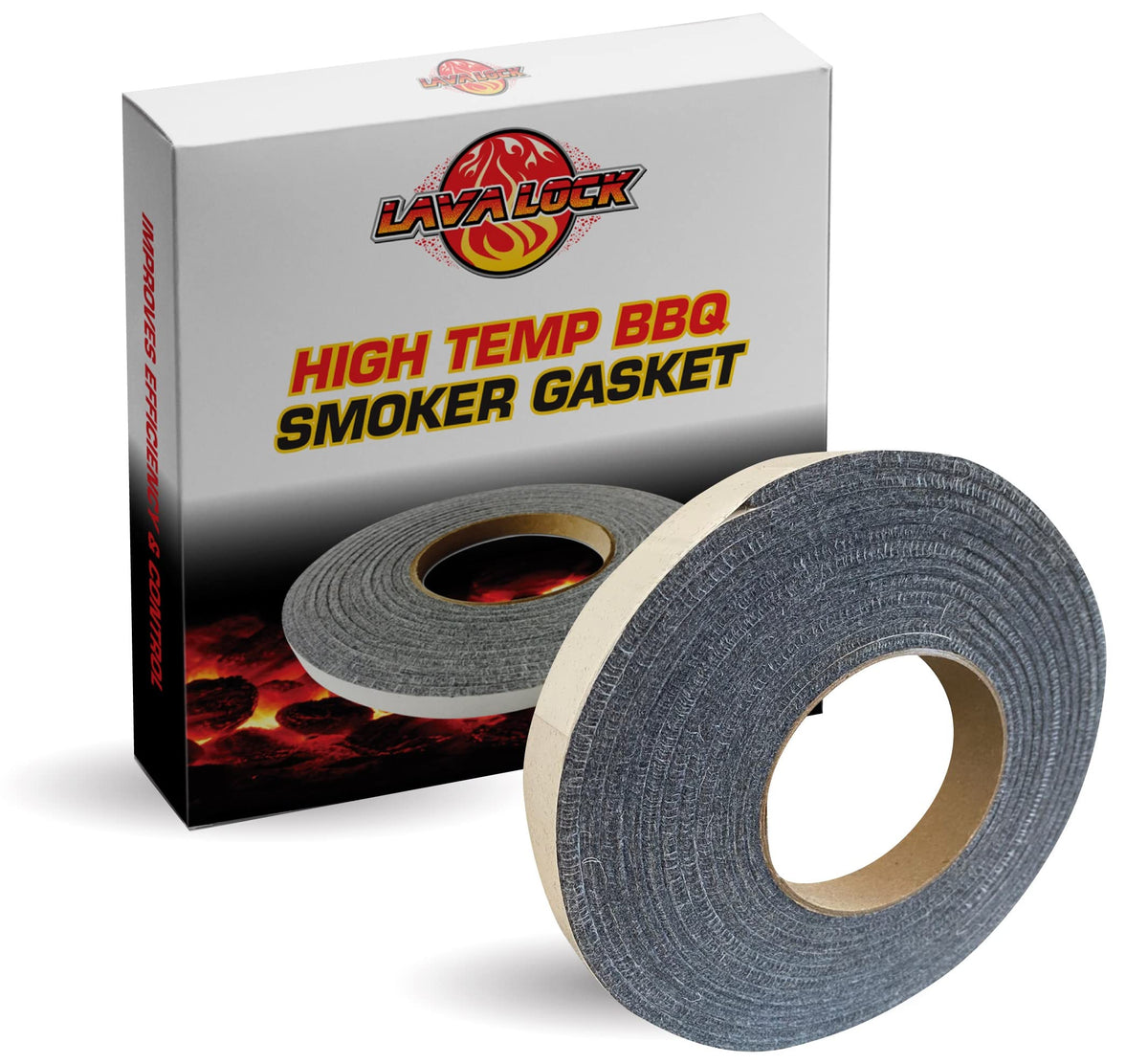 LavaLock 12 GREY gasket roll; high-temp seal for grills and smokers, easy to install.