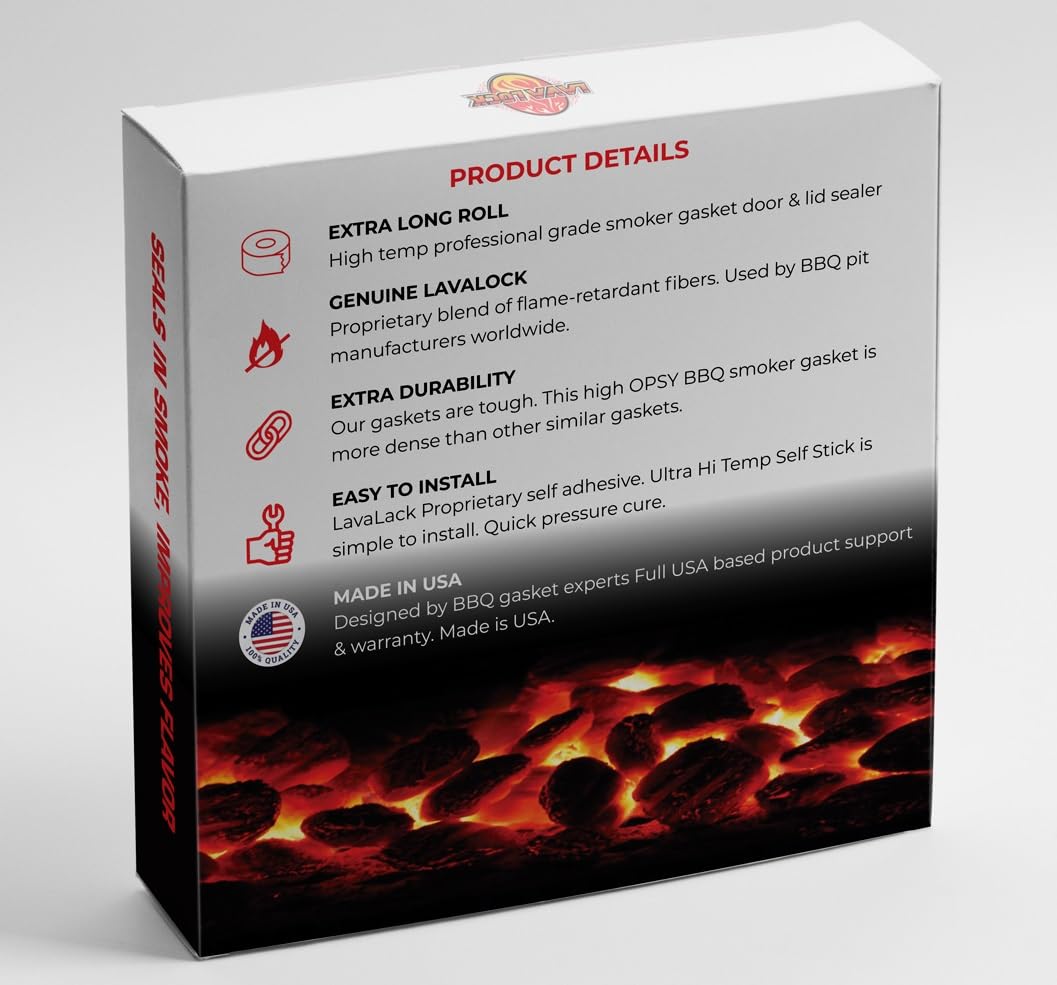 LavaLock self-stick gasket enables quick peel-and-stick installation on smoker doors.