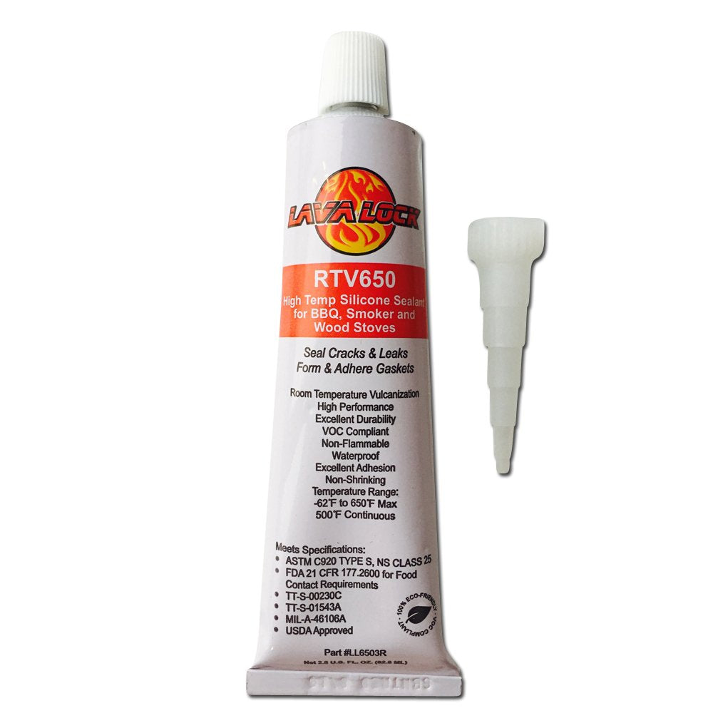 LavaLock RTV 650F high-temp silicone adhesive seals grill gaskets with heat resistance