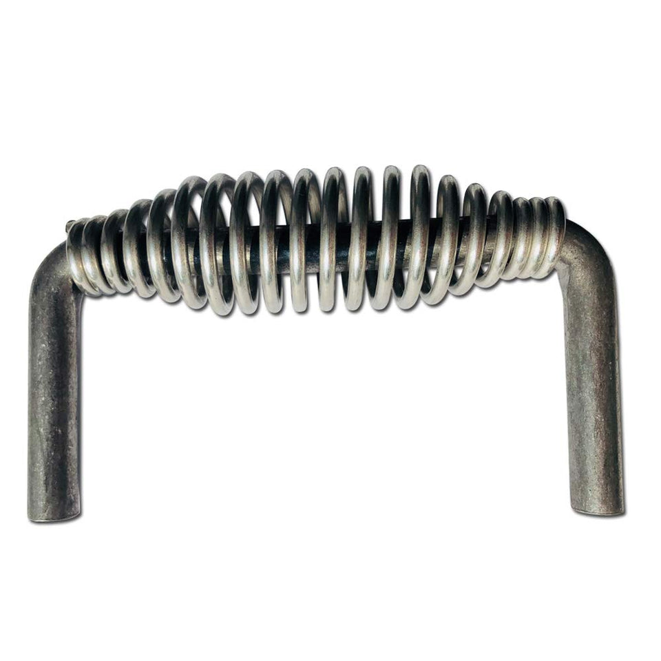 LavaLock spring handle closeup; rugged stainless steel for durable grill mounting.