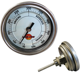 LavaLock thermometer 3-inch face for precise pit temperature readings during grilling.