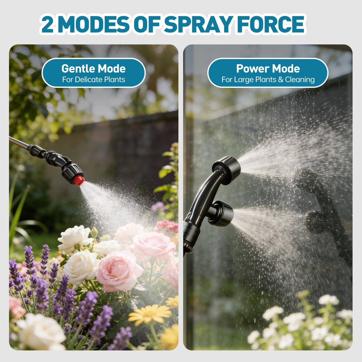 Lavendex sprayer offers two speeds for customizable coverage.