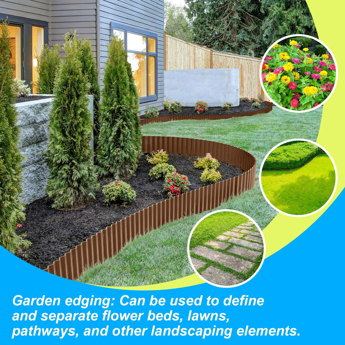 LAVEVE coffee finish edging complements landscape color options.