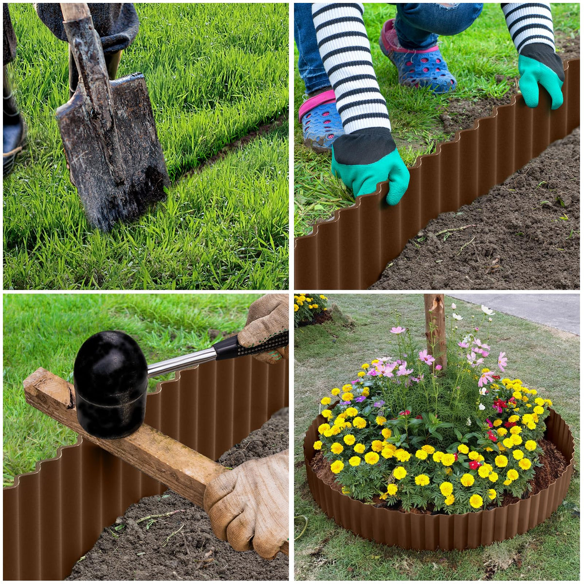 LAVEVE corrugated design adds a modern look to flower beds.