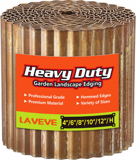 LAVEVE corrugated metal garden edging with rust finish enhances outdoor border durability
