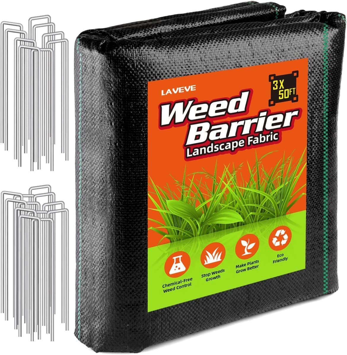 LAVEVE weed barrier fabric 3ft by 50ft blocks weeds while protecting soil moisture