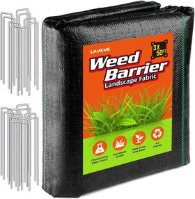 LAVEVE weed barrier fabric 3ft by 50ft blocks weeds while protecting soil moisture