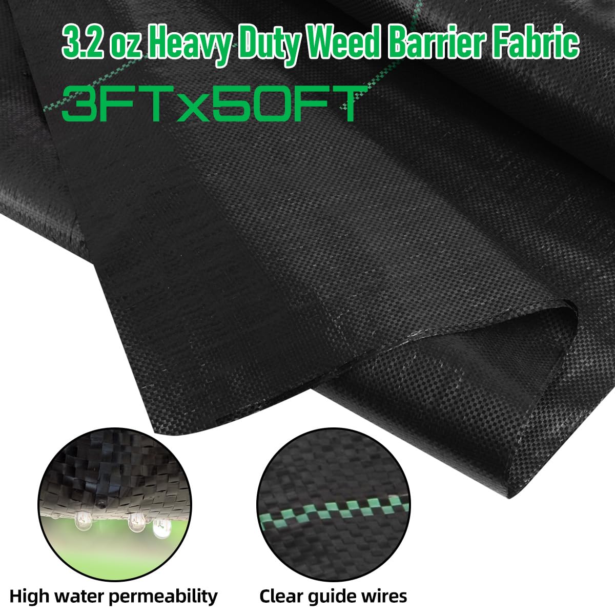 LAVEVE weed barrier fabric with guide lines simplifies accurate cutting and placement