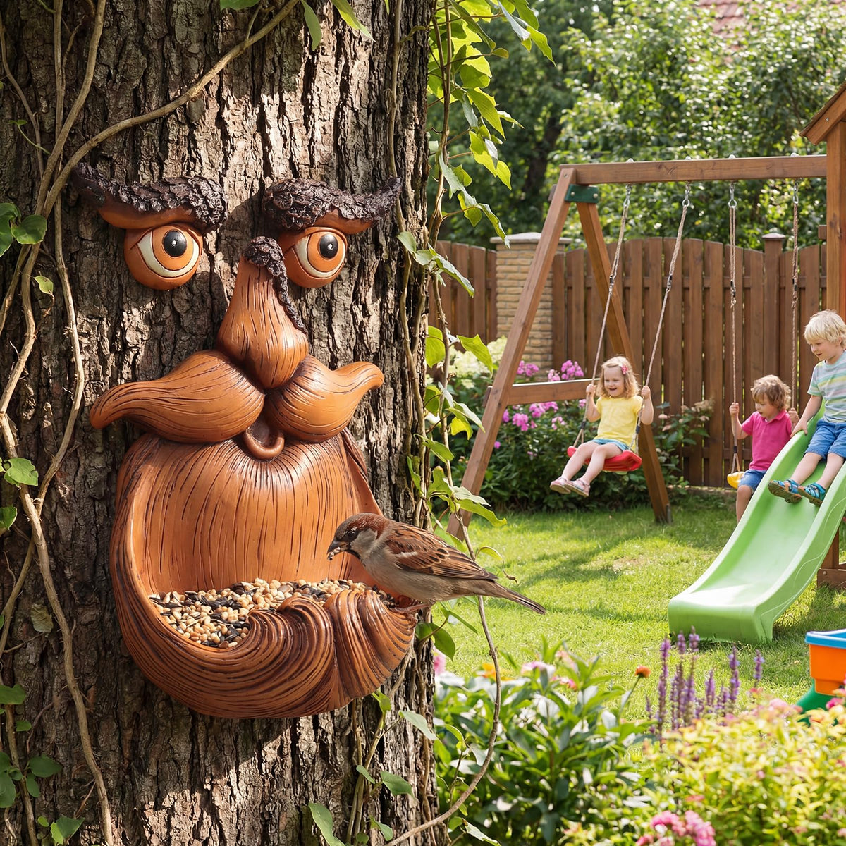 Lavezee tree-face decor ideal for yards patios walkways.
