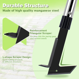 LAWFYMORI adjustable-length handle reduces back strain while weeding.