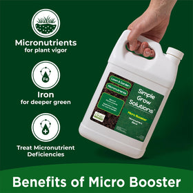 Lawn greening application scene highlights quick-acting micronutrients for vibrant turf.