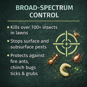 Lawn Synergy Lesco CrossCheck Plus spraying on trees and shrubs for broad protection.