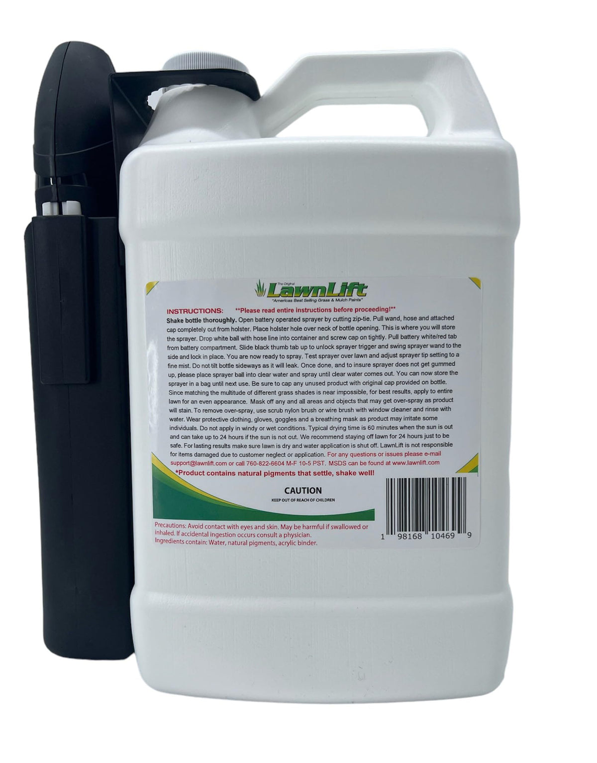 LawnLift shake-and-spray action demonstrates mess-free application.