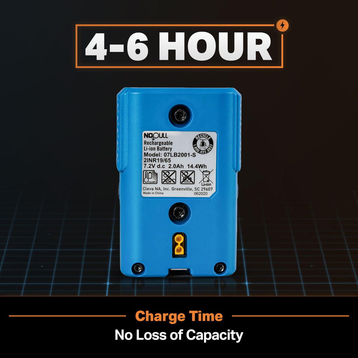 LawnMaster 07LB2001-S battery in box ready for recharge.