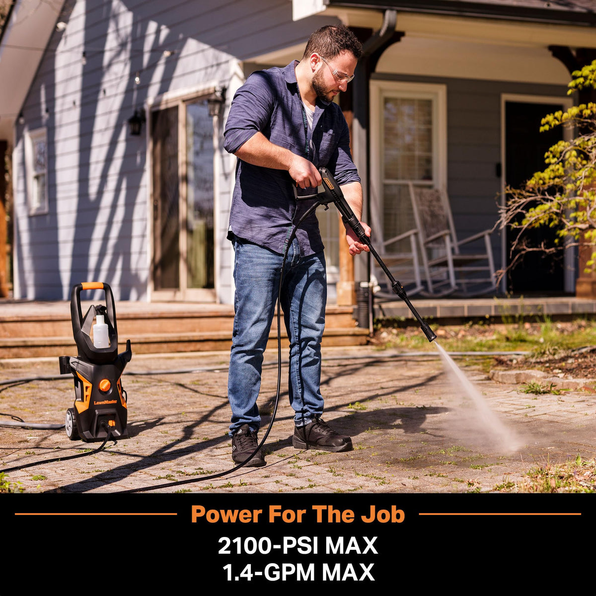 LawnMaster LT306 spray gun with adjustable spray for grime
