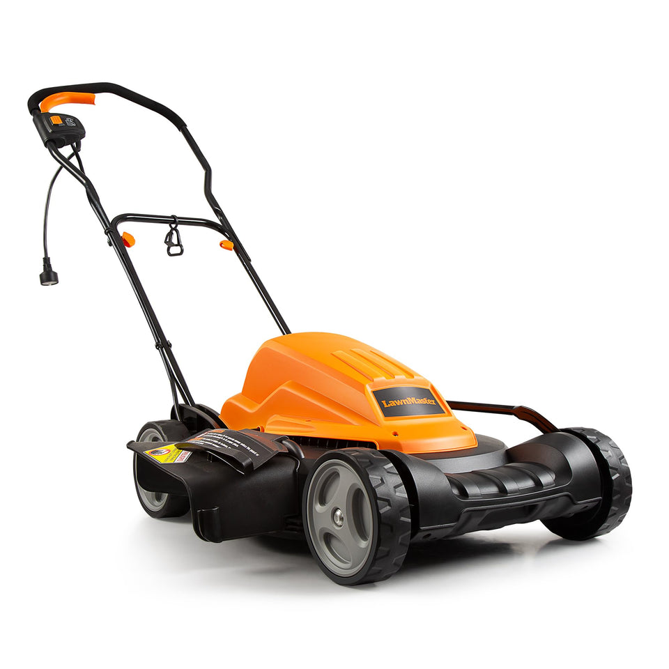 LawnMaster ME1218X.01 19-inch deck close-up shows rust-resistant durability