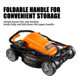 LawnMaster ME1218X.01 2-in-1 mulch and side discharge in action for clipping control