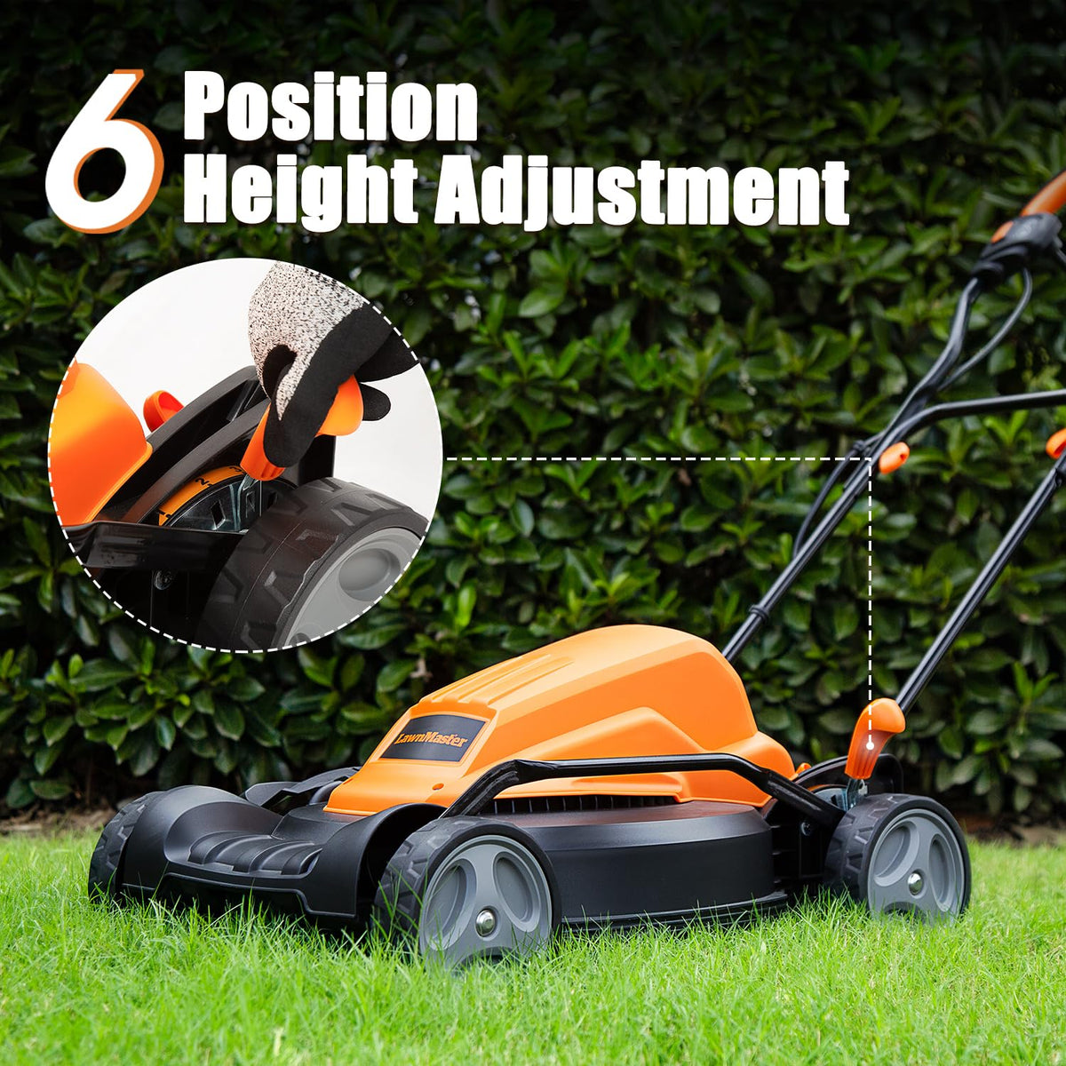 LawnMaster ME1218X.01 lightweight design with 35-pound reduction for easier handling