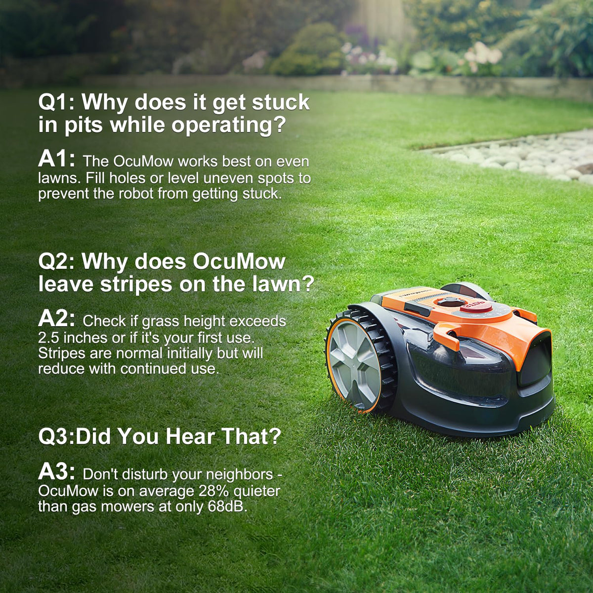 LawnMaster OcuMow box includes boundary strip, pegs, blades, and more.