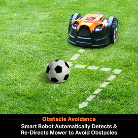 LawnMaster OcuMow obstacle avoidance with ultrasonic sensors detects nearby objects.