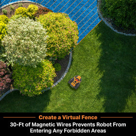 LawnMaster OcuMow climbs up to 19 degrees with confident grip on slopes.