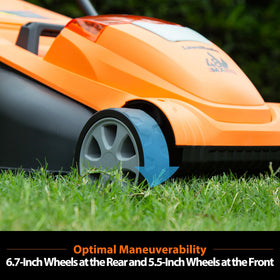 LawnMaster 6.7-inch rear wheels enable stable maneuverability