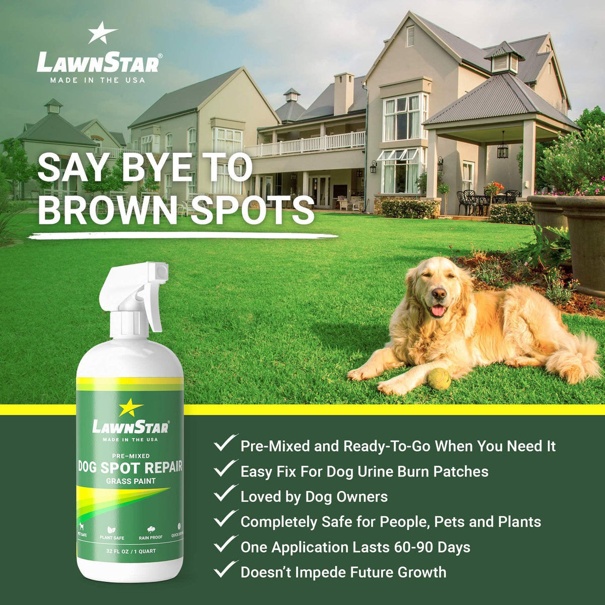 LawnStar Dog Spot Repair ready-to-use bottle speeds yard touch-ups.