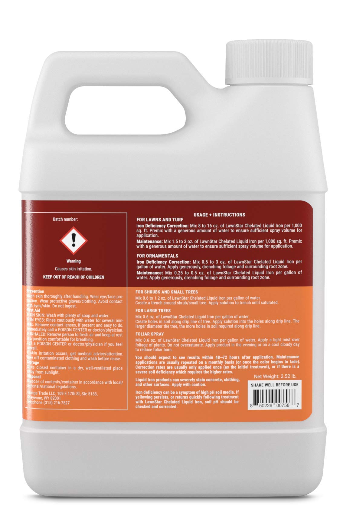 LawnStar Liquid Iron foliar spray on leaves for vibrant color and chlorosis relief