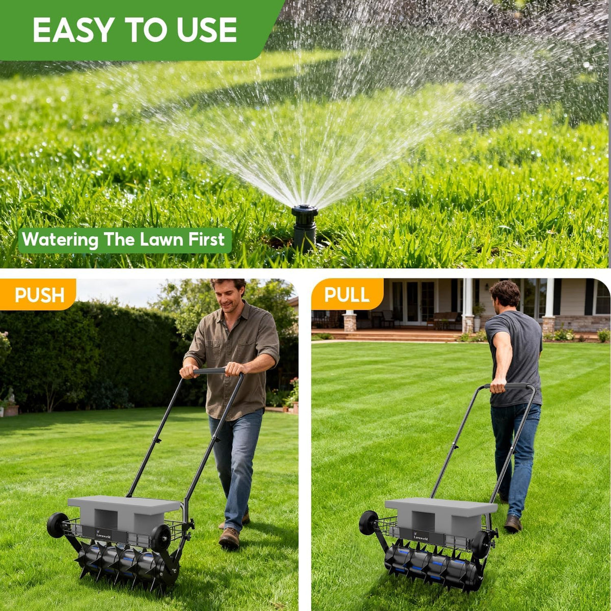 Lawnworld removable spikes simplify switching between tasks