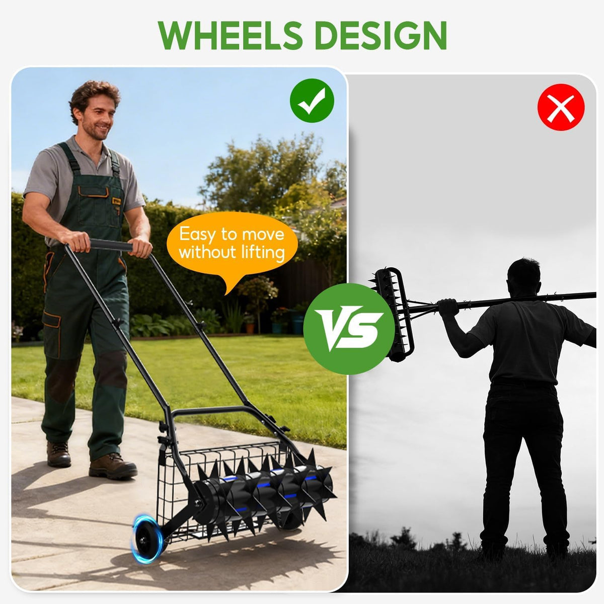 Lawnworld upgradeable design lets you tailor aeration pressure