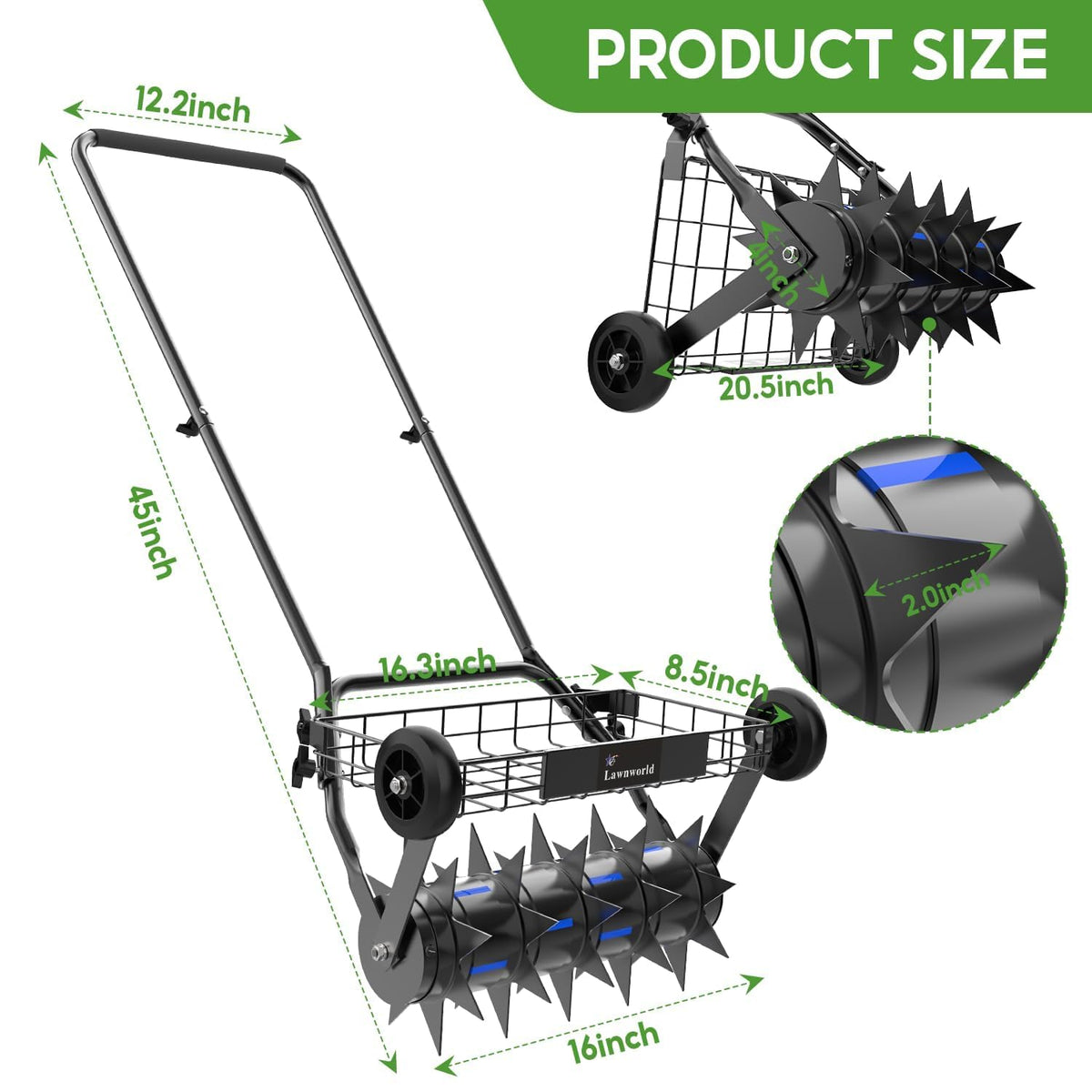 Lawnworld rolling mode helps level uneven lawns with controlled pressure