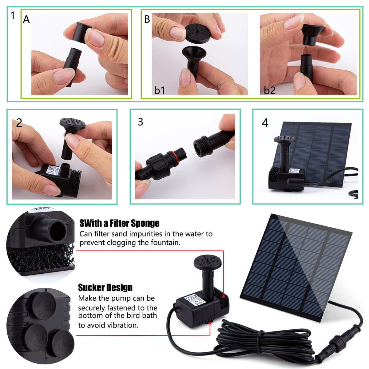 LAWOHO built-in filter keeps fountain water clean and flow steady.