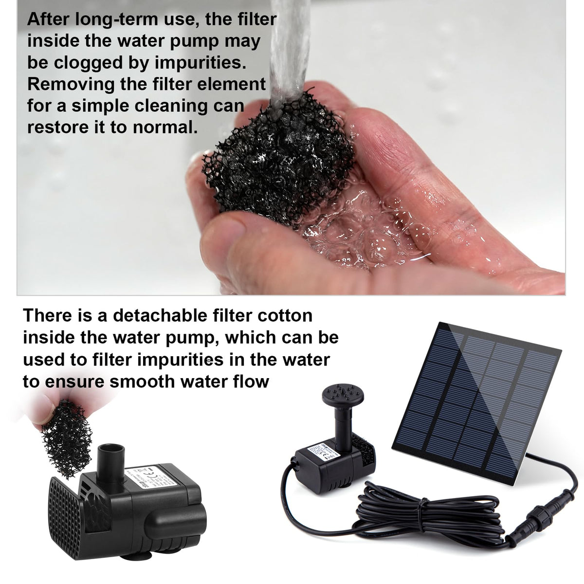 LAWOHO pump showing a compact fountain setup in an outdoor pond.