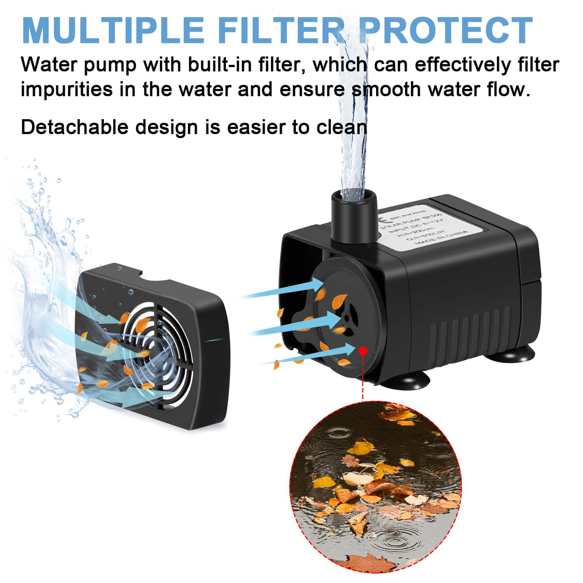 LAWOHO 132 GPH flow drives steady water movement.