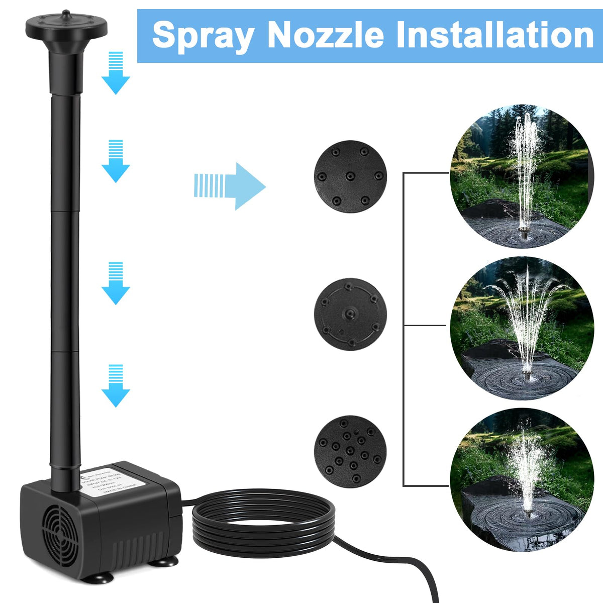 LAWOHO 16.4ft cord enables flexible panel-to-pump placement.