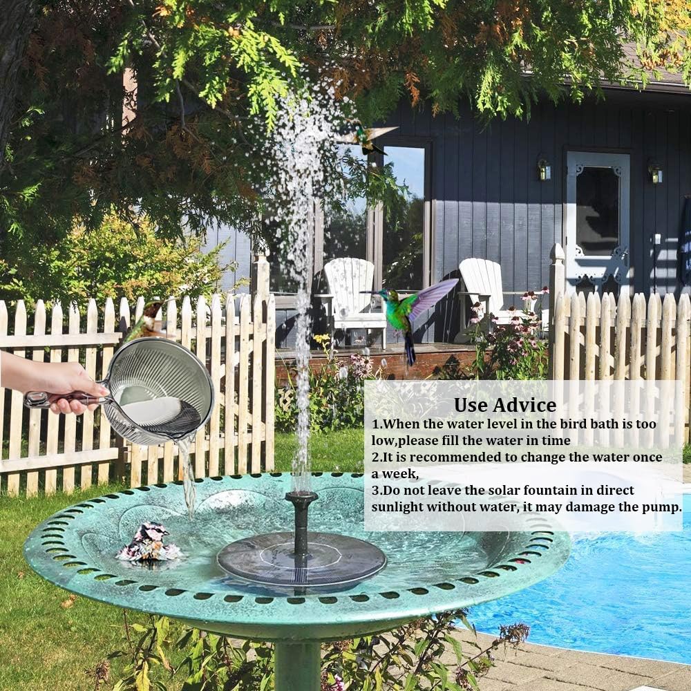 LAWOHO solar fountain pump with four nozzles offering versatile water patterns